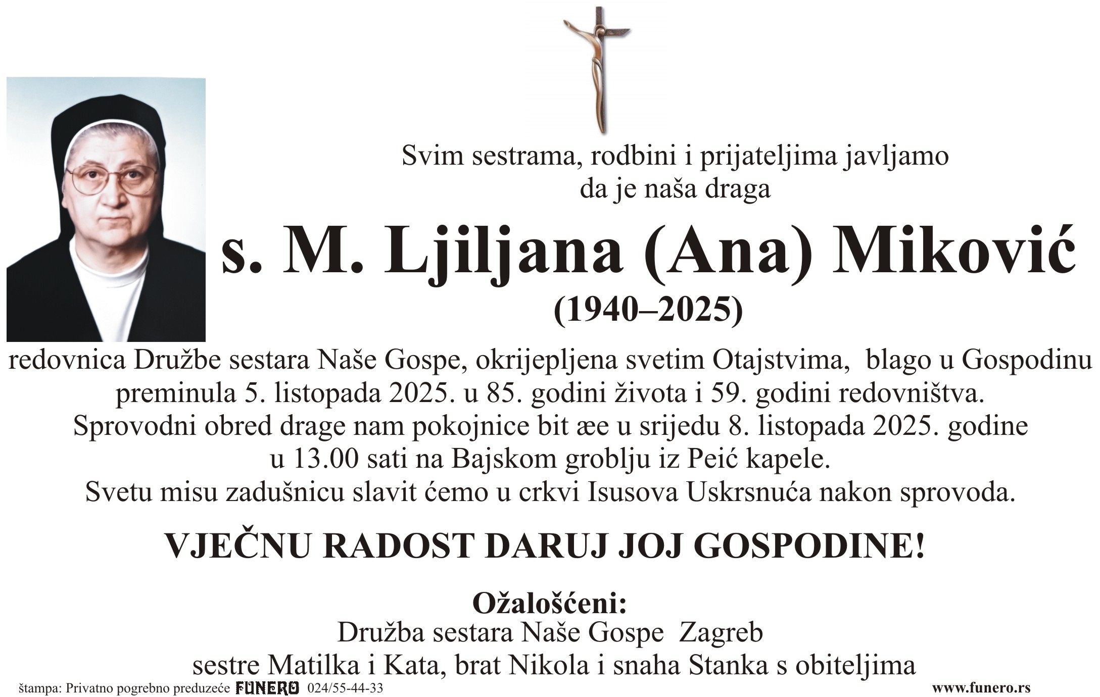 Časna sestra Ljiljana Miković